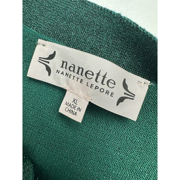 Nanette Lepore Size XL 14 16 Green Pleated Midi Dress Holiday Festive Christmas - Picture 8 of 11